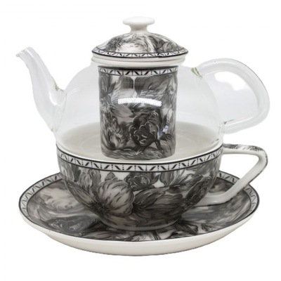 Elegancki porcelanowy zestaw Tea for One czajniczek filiżanka spodek kpl