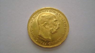Moneta Austria 10 koron 1912 złoto stan 1
