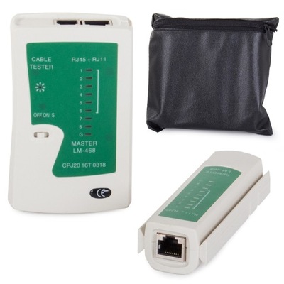 TESTER KABLI SIECIOWYCH RJ45 PRZEWODÓW INTERNETOWYCH UTP RJ11 LAN + ETUI
