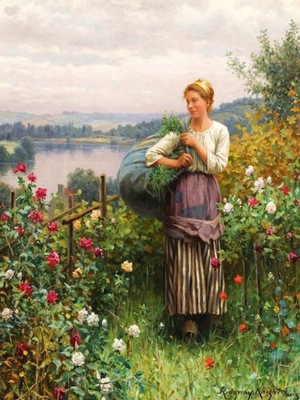 Daniel Ridgway Knight - Różany Ogród - 40x30