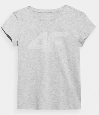 Dziewczęcy T-shirt 4F HJL22JTSD005 szary- 128cm