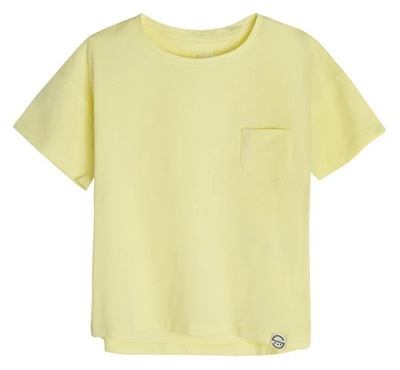 COOL CLUB T-shirt dziewczęcy żółty kieszonka r. 122