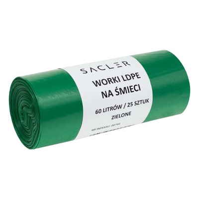 Sacler worki na śmieci LDPE 60l (25) zielone