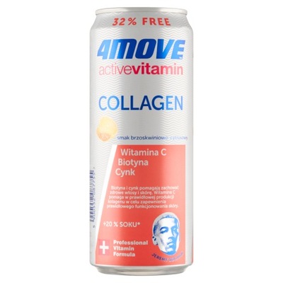4MoveActive Vitamin Collagen Gazowany napój brzoskwiniowo-cytrusowy 330 ml