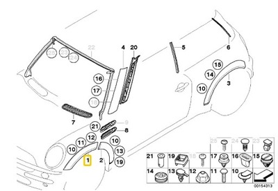 Mini r50 r52 r53 захист підкрилок перед ліва 1505867 оригінальний номер фото №1