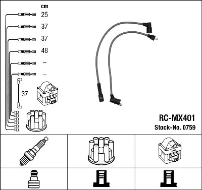 NGK 0759 CABLE IGNITION RC-MX401 SKODA FAVORIT  