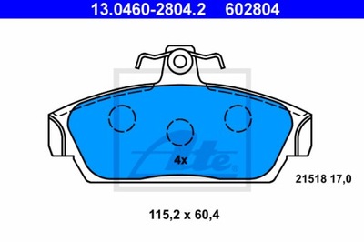 КОЛОДКИ ТОРМОЗНЫЕ ATE 13.0460-2804.2