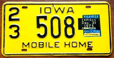 IOWA 1975 - BOARD REJESTRACYJNA FROM USA  