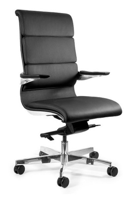 Czarny fotel biurowy gabinetowy skóra naturalna