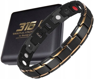 CZARNA ZDROWOTNA BRANSOLETA MĘSKA MAGNETYCZNA MOC