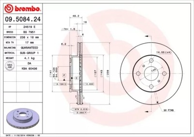 ДИСК ТОРМОЗНОЙ ПЕРЕД 238MM