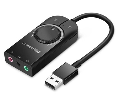 UGREEN Karta dźwiękowa muzyczna adapter JACK USB Z regulacją i przyciskami