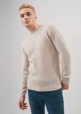 OCHNIK Beżowy sweter męski SWEMT-0140-81 r. M