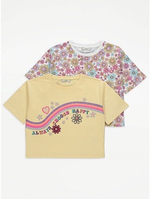 GEORGE 2 pak t-shirt boxy floral pastel 140-146 SALE