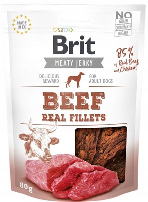 Brit Jerky Snack Beef Wołowina Real Fillets 80g