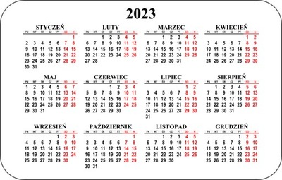Magnes na lodówkę kalendarz rok 2023