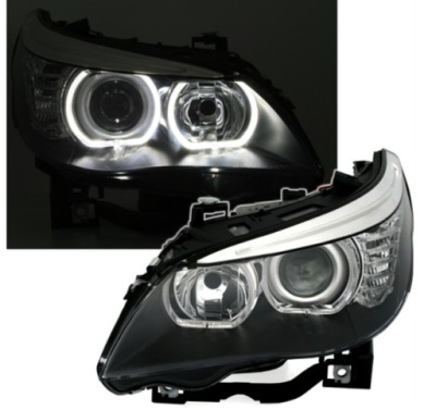Фары bmw e60 e61 03-07r белый кольца led depo + двигатели reg. бесплатно фото №1
