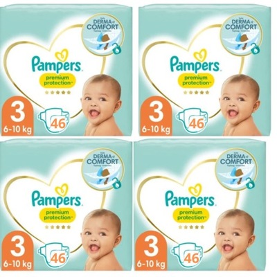 Pampers Premium PROTECTION 3 (4x46 szt) 184szt MEGA PAKA ZAPAS JAKOSC XXL