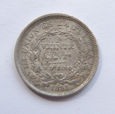 BOLIWIA 20 CENTAVOS 1885 SREBRO