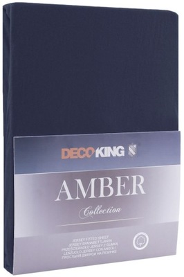 Prześcieradło AMBER kolor granatowy jersey 80-90x200 decoking - FITTED/AMBE