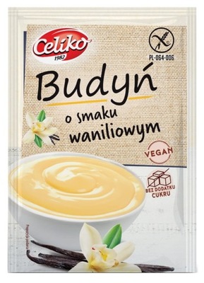 CELIKO Budyń o smaku waniliowym bezglutenowy bez dodatku cukru 40 g