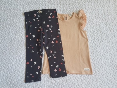 H&M Newbie bluzka beż i legginsy nowe roz 110