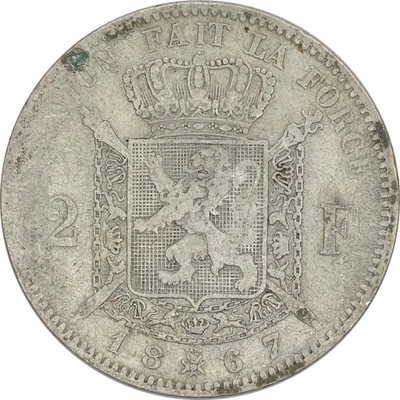 19.BELGIA, LEOPOLD II, 2 FRANKI 1867 DES