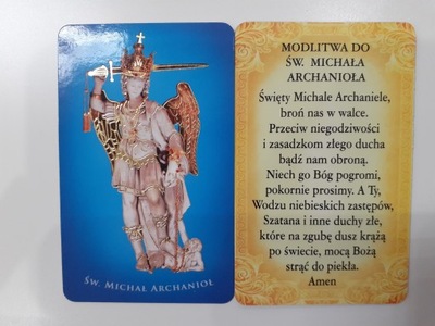 5szt. św Michał z Gargano obrazek z modlitwą 8x5cm