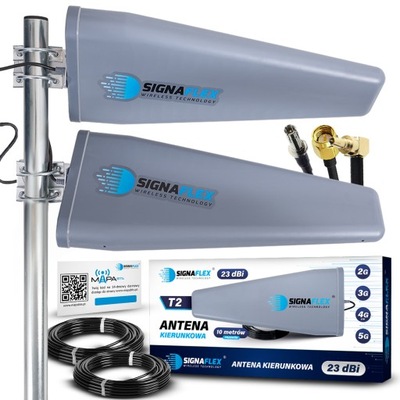 ANTENA ZEWNĘTRZNA DUAL TELEFON INTERNET GSM 2G 3G 4G LTE 46dBi ZTE HUAWEI