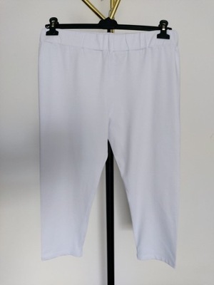 Seraj gładkie białe elastyczne legginsy 7/8 Plus size XXL 48/50 bawełna