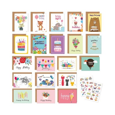 Zestaw kartek urodzinowych Karta podarunkowa z kopertami i naklejkami Happy Cards for