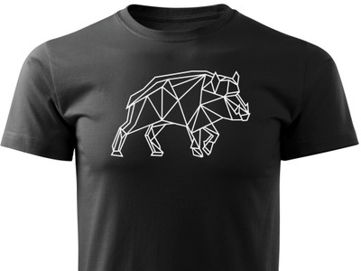 Modna koszulka T-shirt geometryczny wzór Dzik