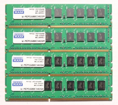 Pamięć 16GB (4x4GB) DDR3 PC3-12800E 1600MHz ECC UDIMM GOODRAM