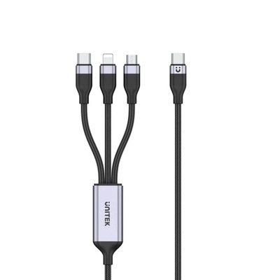 Kabel Unitek USB - USB typ C / microUSB / Lightning 1,5 m czarny