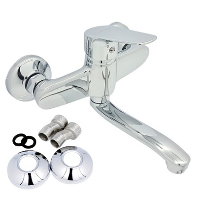 TRWAŁA BATERIA DO ZLEWU ŁAZIENKI NAŚCIENNA JEDNOUCHWYTOWA ZESTAW MONTAŻOWY