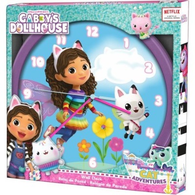 ZEGAR ŚCIENNY KOCI DOMEK GABI GABBY'S DOLLHOUSE WALL CLOCK 25CM / ZEGAREK /