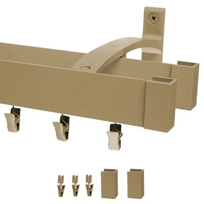 VOPPI KARNISZ PODWÓJNY MODERN Z ŻABKAMI 400 CM PATYNA