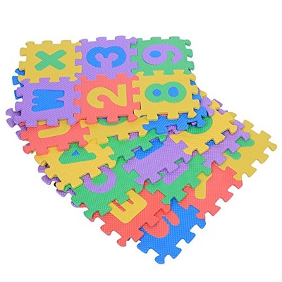 PUZZLE Z PIANKI Z CYFERKAMI I LITERKAMI 36 SZTUK