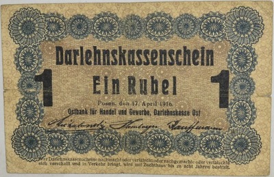 3.db.Niem.Okup.Ter.Wsch., 1 Rubel 1916, St.3/3-