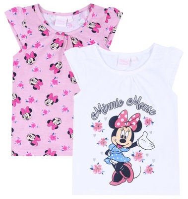2x Biało-różowa bluzka Minnie Mouse 4-5 lat 110 cm