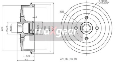 БАРАБАНИ ГАЛЬМІВНІ MAXGEAR 19-1037