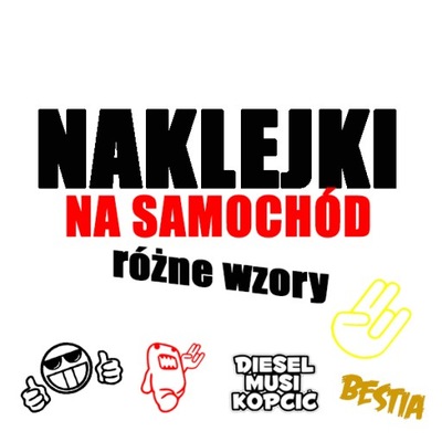 ŚMIESZNE NAKLEJKI NA SAMOCHÓD AUTO RÓŻNE WZORY