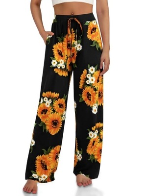 Women's Summer Loose Drawstring Sunflower Print Ca