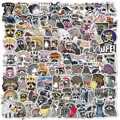 100 ШТУКИ CUTE CARTOON RACCOON WATERPROOF GRAFFITI LOK7442