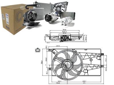 VENTILADOR DEL RADIADOR (CON OBUDOWA) CITROEN NEMO FIAT  