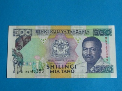 Tanzania Banknot 500 Shilingi 1993 UNC P-26c