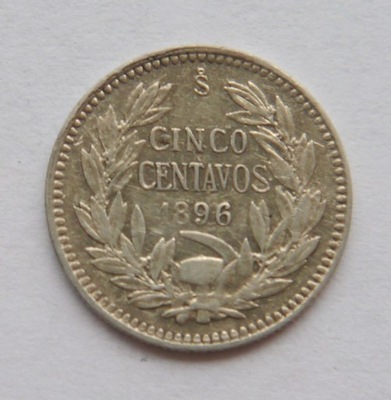 C969/ CHILE 5 CENTAVOS 1896 RZADKA SREBRO