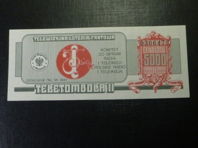 Los Loterii Teletombola II,1991r.na 5000 zł.