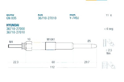 Fae свеча накаливания hyundai crdi фото №1