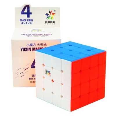 YuXin Czarna Kylin 4x4x4 Kolorowa